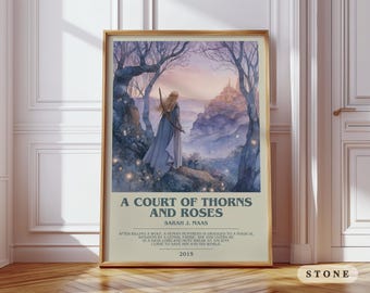 A Court of Thorns and Roses by Sarah J. Maas Modern Book Print Poster, Fantasy Literary Art, Reader Gift, Bookshelf Decor