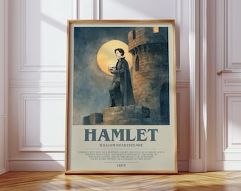 Hamlet by William Shakespeare Modern Book Print Poster, Classic Literature Literary Art, Reader Gift, Bookshelf Decor