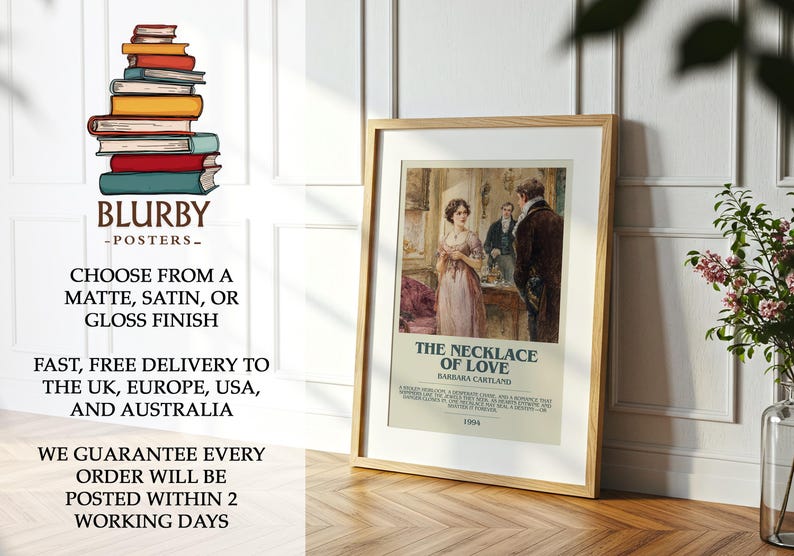 The Necklace Of Love by Barbara Cartland | Book Poster | Literary Art Gift For Book Lover | Novel Inspired Wall Art | Free Delivery image 10