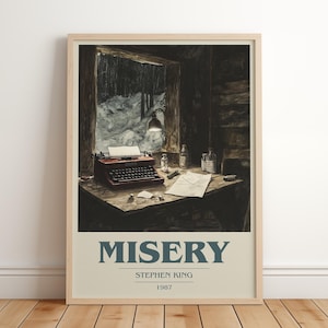 Misery av Stephen King | Bokaffisch | Litterär konstgåva för bokälskare | Romaninspirerad väggkonst | Fri leverans
