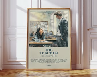 The Teacher by Freida McFadden Modern Book Print Poster, Thriller Literary Art, Reader Gift, Bookshelf Decor