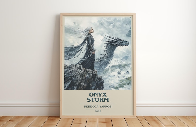 Onyx Storm by Rebecca Yarros Modern Minimalist Poster, Fantasy Book Art, Bookish Gift, Reading Nook Print image 1