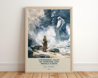 Unfinished Tales Of Numenor And Middle-Earth by J.R.R. Tolkien Modern Minimalist Poster, Fantasy Book Art, Bookish Gift, Reading Nook Print