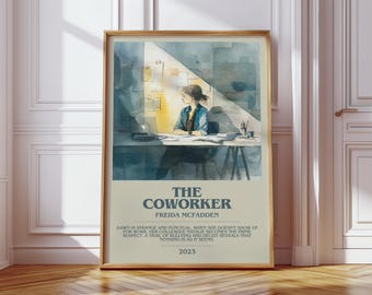 The Coworker by Freida McFadden Modern Book Print Poster, Thriller Literary Art, Reader Gift, Bookshelf Decor