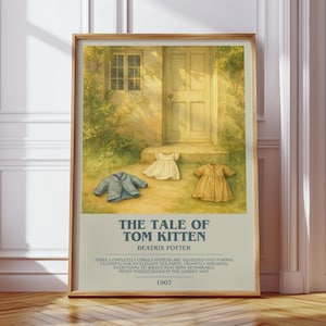 The Tale Of Tom Kitten by Beatrix Potter Modern Book Print Poster, Children's Literary Art, Reader Gift, Bookshelf Decor