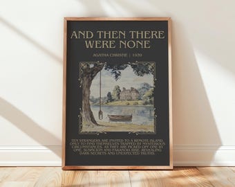 Et puis il n'y en avait pas d'Agatha Christie, affiche de livre, art mural littéraire mystère, cadeau livresque, impression de coin lecture