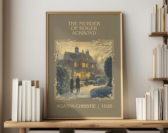 El asesinato de Roger Ackroyd de Agatha Christie. Lámina minimalista, decoración de pared con temática de libros de misterio, regalo para amantes de la lectura, póster para rincón de lectura.