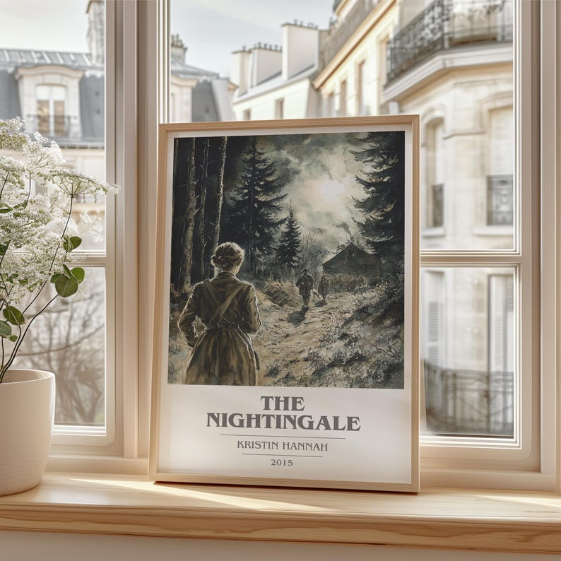 The Nightingale by Kristin Hannah Modern Minimalist Poster, Historical Fiction Book Art, Bookish Gift, Reading Nook Print image 3