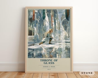 Throne of Glass by Sarah J. Maas Modern Minimalist Poster, Fantasy Book Art, Bookish Gift, Reading Nook Print