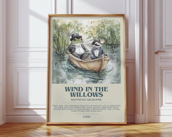 The Wind in the Willows by Kenneth Grahame Modern Book Print Poster, Children's Literary Art, Reader Gift, Bookshelf Decor