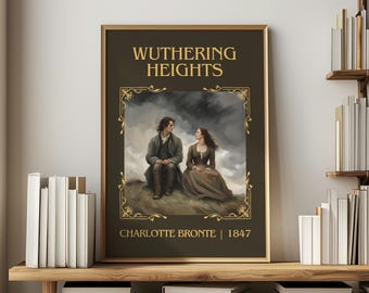Wuthering Heights by Emily Brontë Minimalist Print, Gothic Book Wall Art, Bookish Gift, Reading Nook Poster
