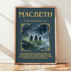 Macbeth by William Shakespeare | Book Poster | Literary Art Gift For Book Lover | Novel Inspired Wall Art | Free Delivery