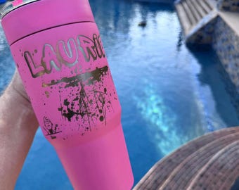 Personalized Graffiti Engraved 30oz Stainless Steel Tumbler – Custom Name | Insulated Cup | Matching Handle