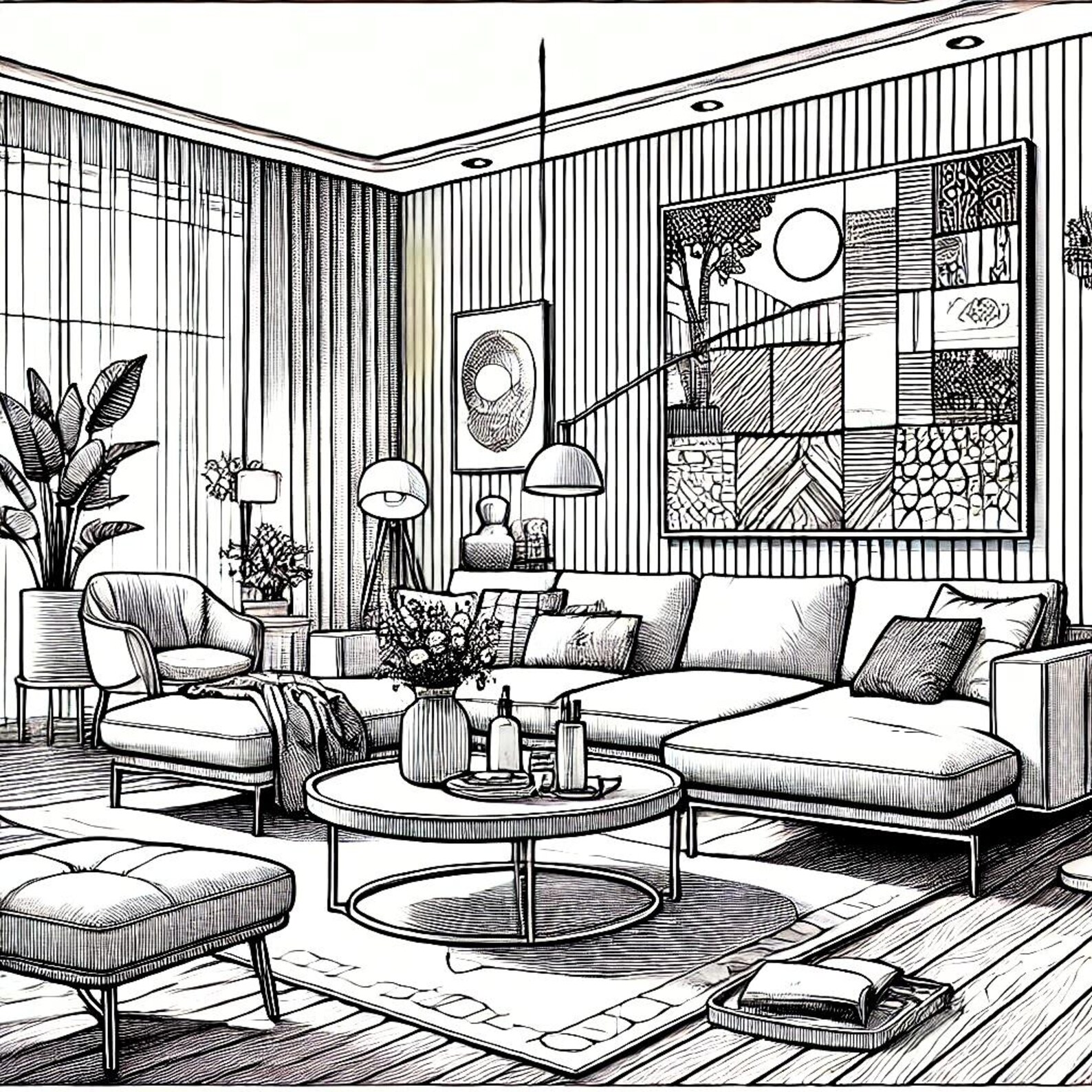 Creative Bundle! 30+ Interior Design Coloring Pages- Full House - Etsy