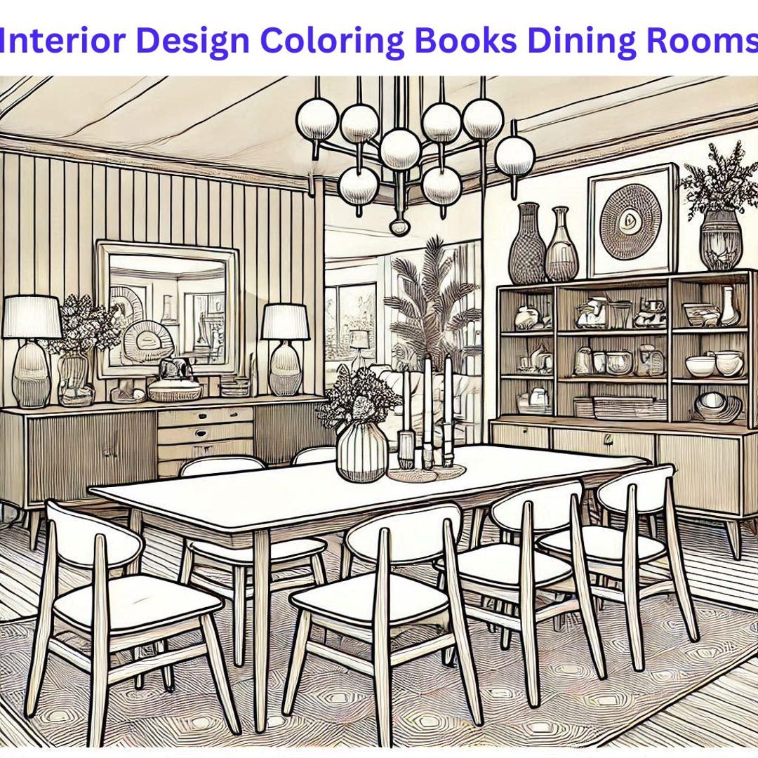 15 Interior Design Coloring Pages - Dining Rooms - Etsy