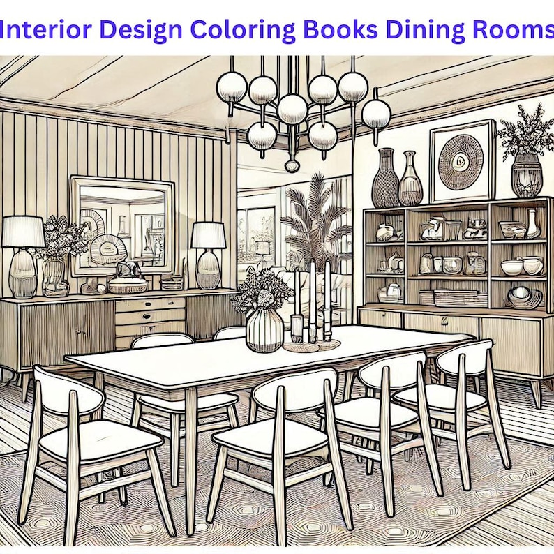 15 Interior Design Coloring Pages - Dining Rooms - Etsy