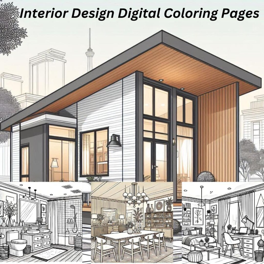 Creative Bundle! 30+ Interior Design Coloring Pages- Full House - Etsy