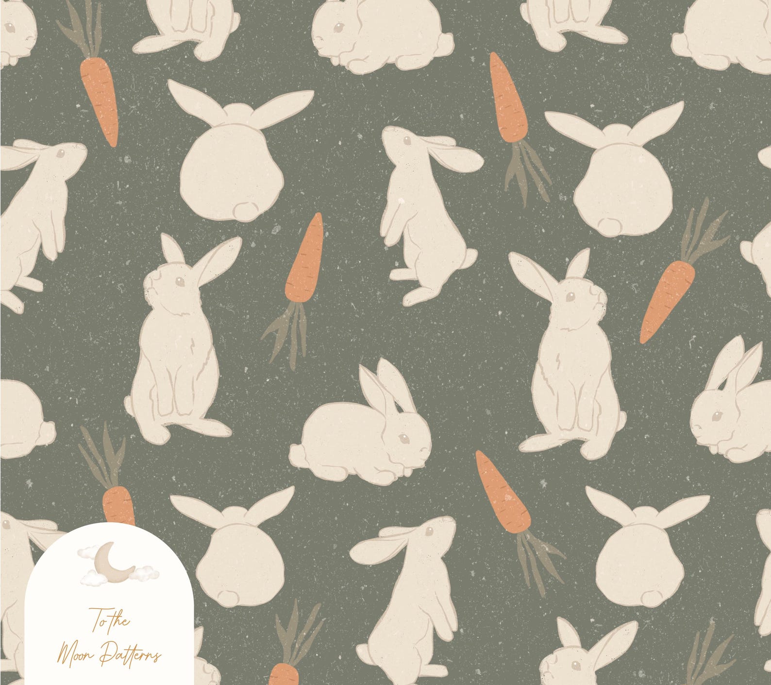 Minimalist Bunny Pattern Fabric – Neutral Rabbit Print Textile for ...