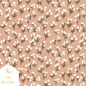 Blush Terracotta Wildflower Seamless Pattern | Digital Floral Paper | Cottagecore Flower Background | Printable Scrapbook Design | Rustic