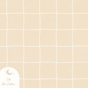 Minimalist Beige Grid Digital Paper - Neutral Gingham Pattern - Aesthetic Seamless Background - Subtle Textured Checkered Design