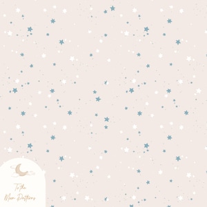 Naadloze gouden sterrennachtpatroon | Elegant Celestial Digital Design, sterren-confetti digitaal papier, naadloos patroon, Blue Sky-papier