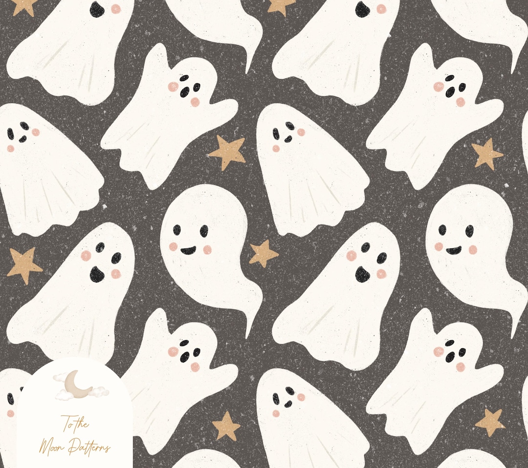Cute Halloween Ghost Digital Paper, Seamless Pattern, Kawaii Spooky ...