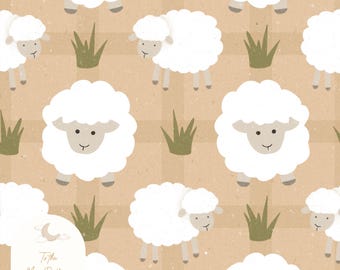 Adorable Sheep Seamless Pattern - Rustic Farmhouse Animal Design for Fabric, Wallpaper, and Baby Nursery Crafts - Seamless Fabric Design