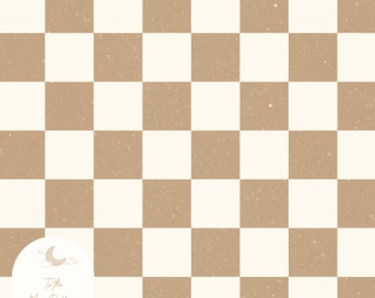 Classic Beige and White Checkered Seamless Pattern - Perfect for Fabric, Home Decor, and DIY Crafts - Elegant Beige and White Checkered