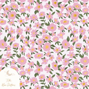 Roze bloemen digitaal papier - handgeschilderd aquarel naadloos patroon - Cottagecore Wildflower achtergrond - afdrukbare stof en plakboekpapier