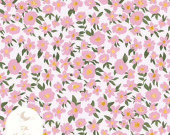 Różowy papier cyfrowy kwiatowy - ręcznie malowany akwarelowy bezszwowy wzór - tło Cottagecore Wildflower - tkanina do druku i papier do scrapbookingu