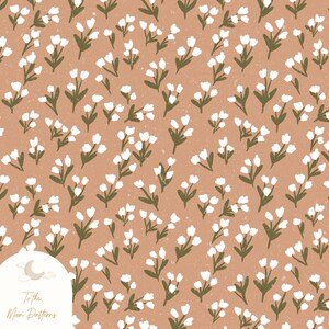 Rustic Clay Floral Seamless Pattern | Digital Wildflower Background | Cottagecore Botanical Paper JPG