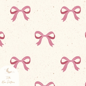 Elegante motivo senza cuciture con fiocco rosa su sfondo neutro - Perfetto per tessuti, confezioni regalo e lavori fai da te - Carta digitale Red Bows