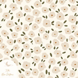 Rustic Floral Pattern - Neutral Beige and Gray Seamless Design for Fabric - Wildflower - Meadow - Spring Garden - Kids Pattern