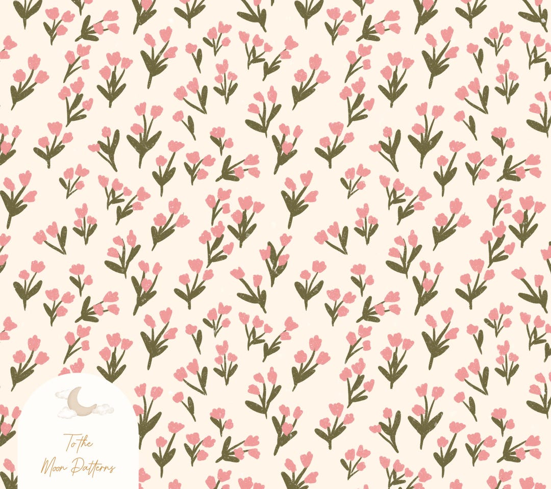 Blush Pink Wildflower Seamless Pattern | Cottagecore Floral Digital ...