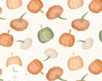 Rustikt pumpa sömlöst mönster | Höst akvarell digitalt papper | Höstskördebakgrund för sublimering, scrapbooking och hantverk