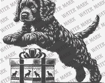 Laser Engrave Files, Irish Water Spaniel, digital download SVG files, Dog Puppy Wood SVG, Coaster Files, Cutting Board, Glowforge, Lightburn