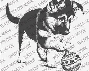 Pliki do grawerowania laserowego, szczeniak owczarka niemieckiego, pliki SVG do pobrania cyfrowego, Puppy Wood SVG, pliki podstawek, deska do krojenia, Glowforge, Lightburn