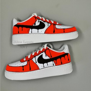 Red Custom Air Force 1 | Custom Air Force| Red Shoes | custom Nike | Curtoon Air Force 1 Sneakers | Custom Shoes Christmas Gift