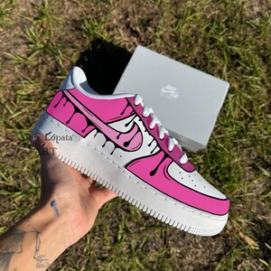 Custom Air Force 1 | Beige Air Force| Pink Shoes | custom Nike | Curtoon Air Force 1 Sneakers | Custom Shoes Gift | Pink Custom Nike