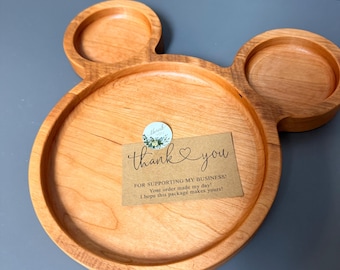 Wooden Serving Tray,  Kids Plate, Breakfast & Snack Dish, Handmade Oak Tableware