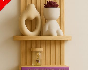 Modern Arched Wall Shelf – Minimalist Floating Wood Shelf - WHITE OAK - Trend 2025