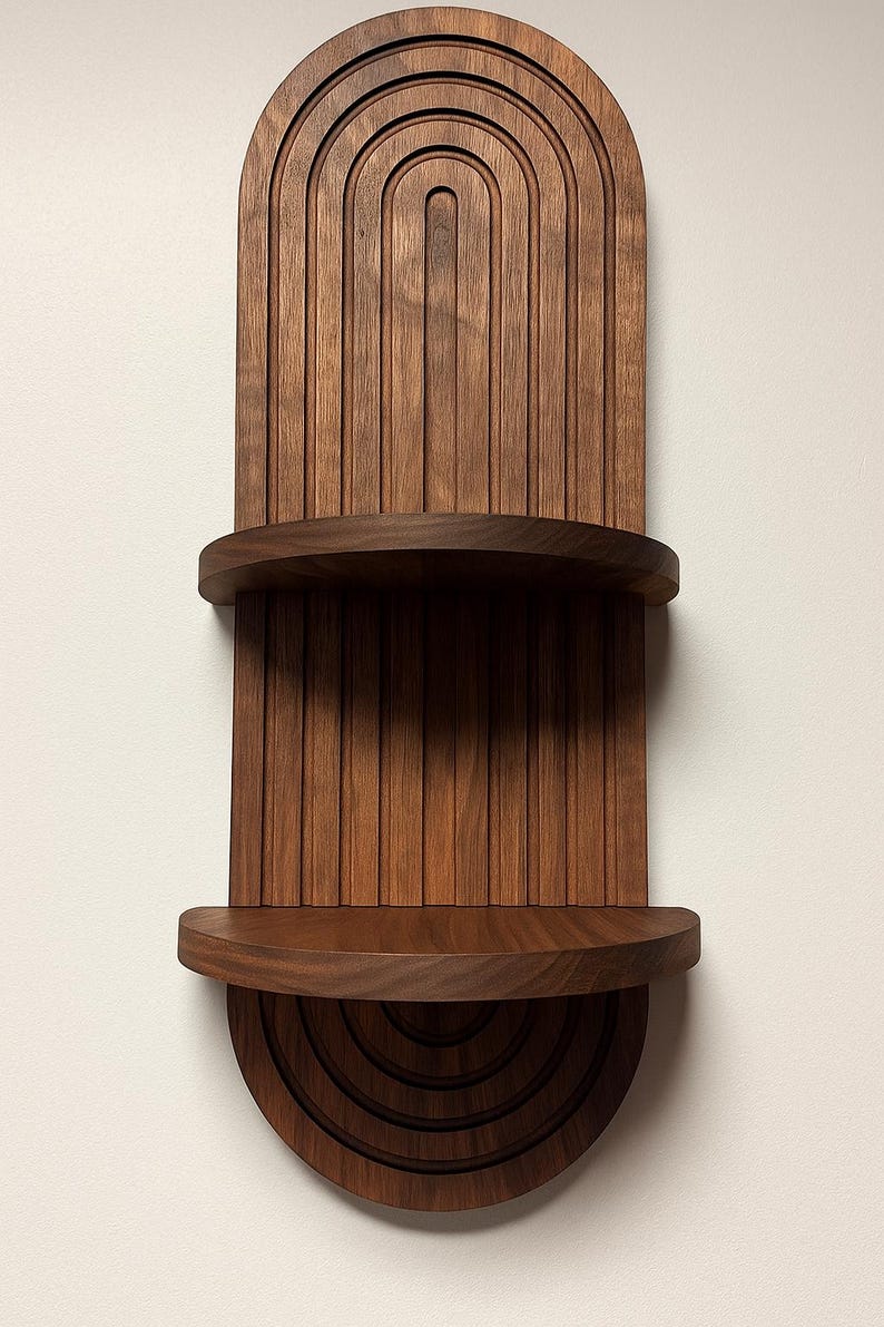 Modern Arched Wall Shelf – Minimalist Floating Wood Shelf - Trend 2025