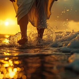 Christian Art: &quot;Grace upon the waves&quot;.  Printable download | Jesus walking on water| Christian Home Decor | Christian Art with Jesus feet|
