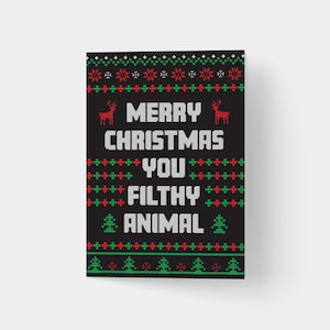 Frohe Weihnachten du schmutziges Tier - Erwachsene Weihnachtskarte Digital Download Printable