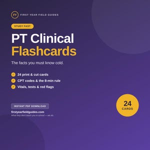 PT Clinical Flashcards | CPT Codes, 8-Min Rule, Vitals (Digital Download)