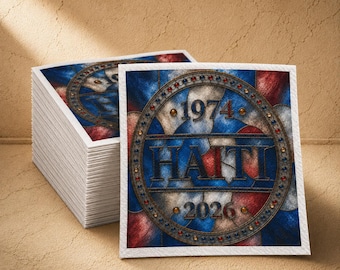Serviette héritage football haïtien Décoration de fête du football haïtien Cadeau de fan des Caraïbes 1974 2026 Décoration de table commémorative