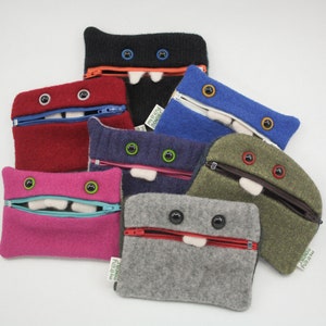 My Friend Monster™ porte-monnaie sur mesure petit étui zip portefeuille fournitures scolaires étui de maquillage pochette zippée upcycled