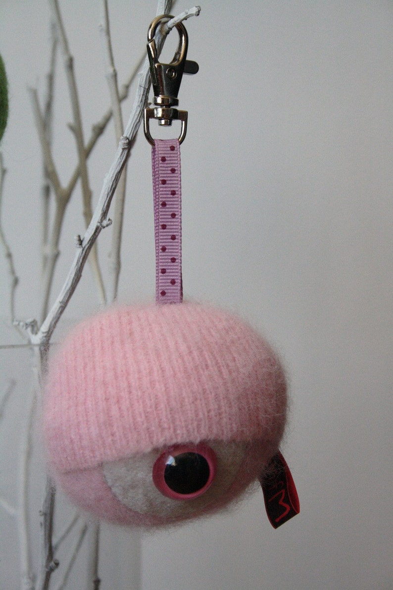 Monster eyeball keychain upcycled plush repurposed sweaters | Etsy