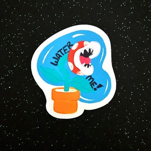 Handgezeichneter Piranha-Pflanzen-inspirierter Aufkleber