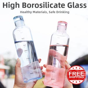 Glass Water Bottle Made With High Borosilicate 17 oz (500ml)  + Bottle Sleeve  Holistic/Chromotherapy